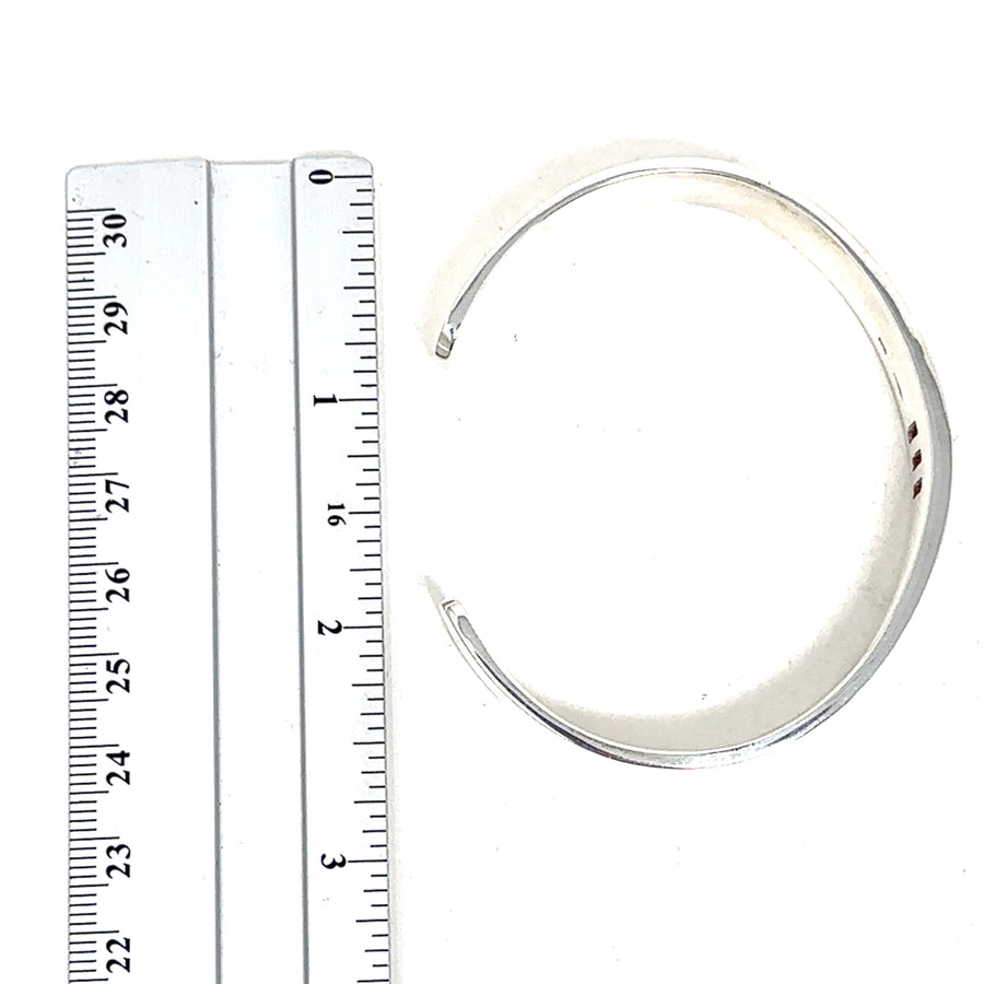 Sterling Silver Open Bangle with Synthetic Stone