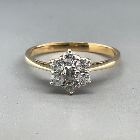 18ct Yellow Gold Diamond Cluster Ring (c. 0.70ct) - Size W