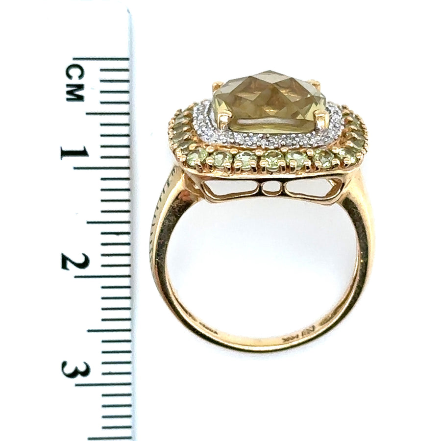14ct Yellow Gold Green Moissanite Ring - Size N 1/2