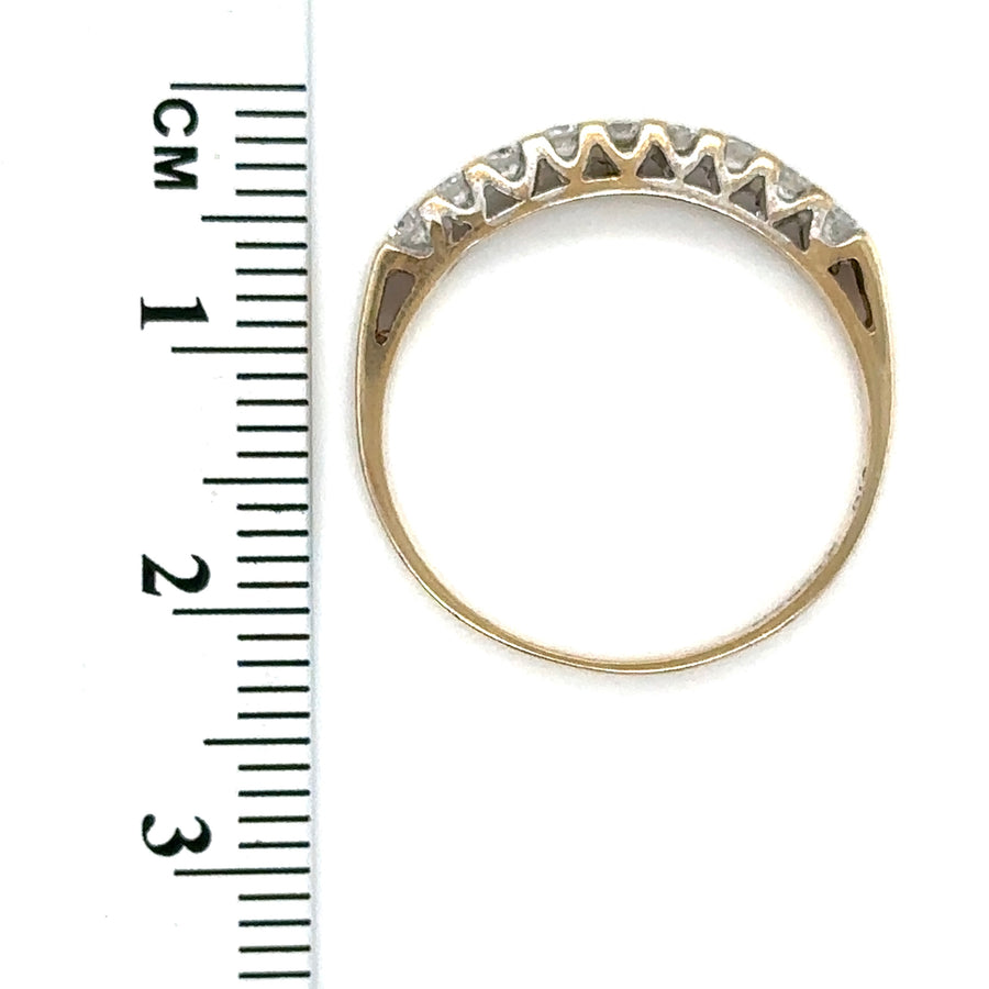 9ct Yellow Gold Diamond Half Eternity (c. 0.27ct) - Size P