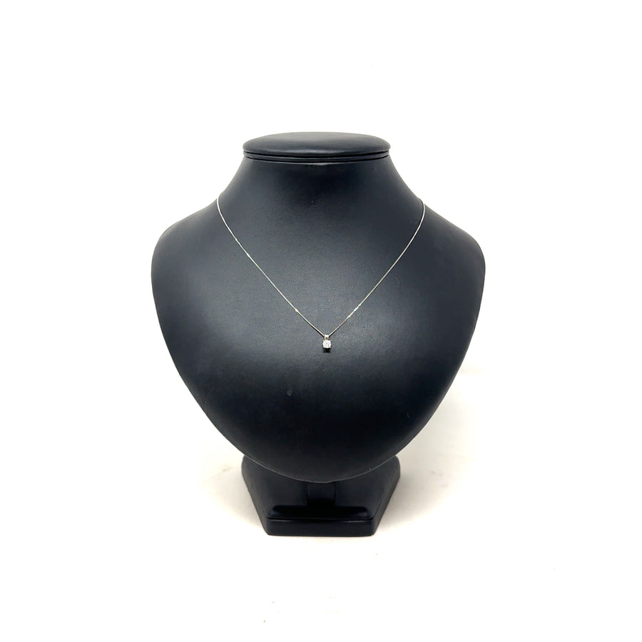 18ct White Gold Single Stone Diamond Pendant and Chain (c. 0.30ct) (18")