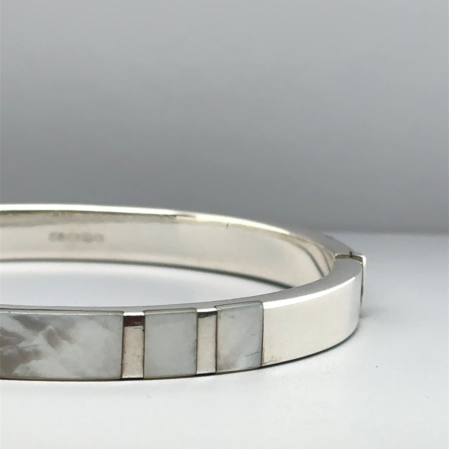 Sterling Silver Synthetic Stone Set Bangle