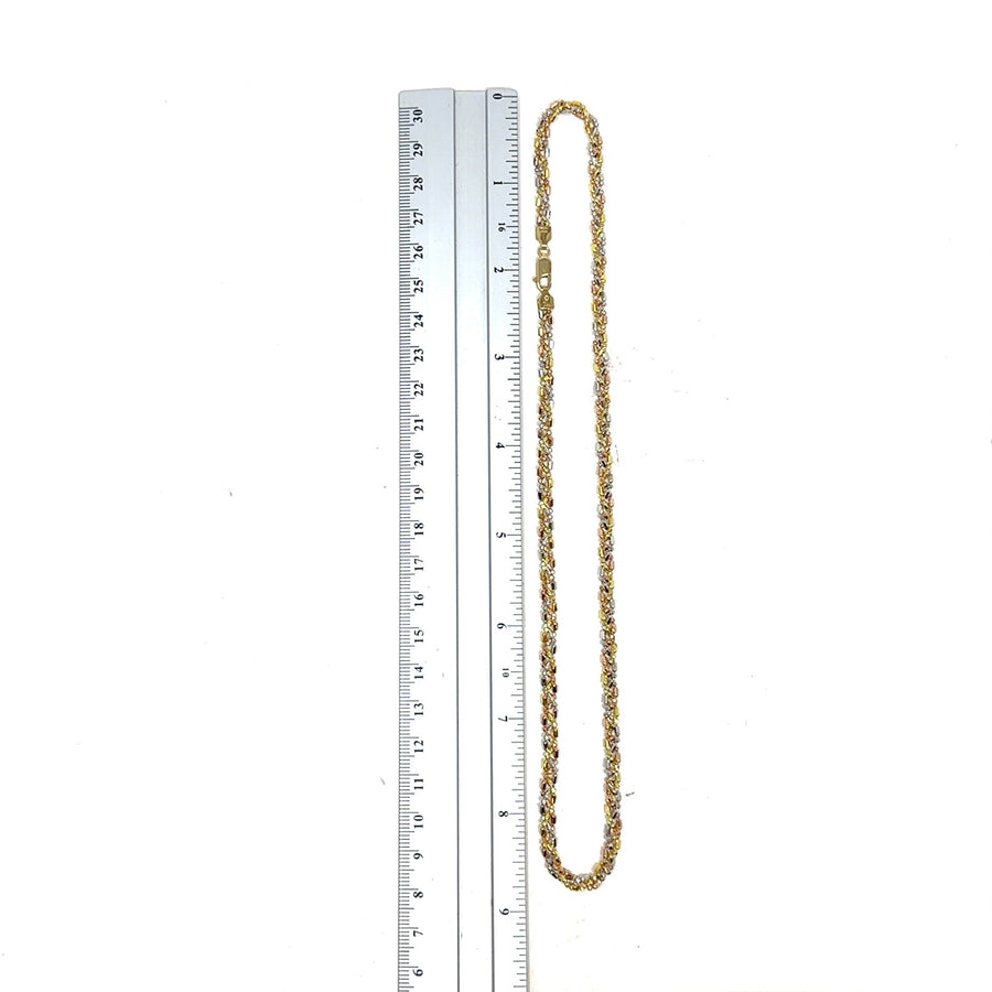 9ct Tri-Colour Beaded Necklace (17")