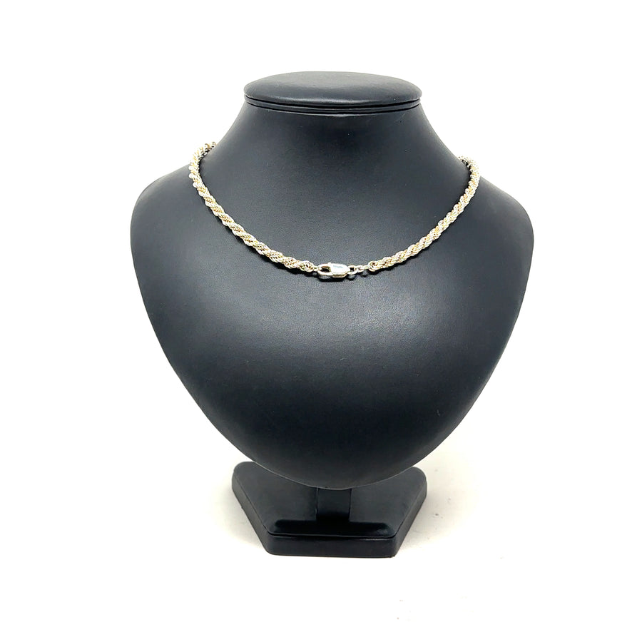 Sterling Silver Bi-Colour Twist Chain (18")