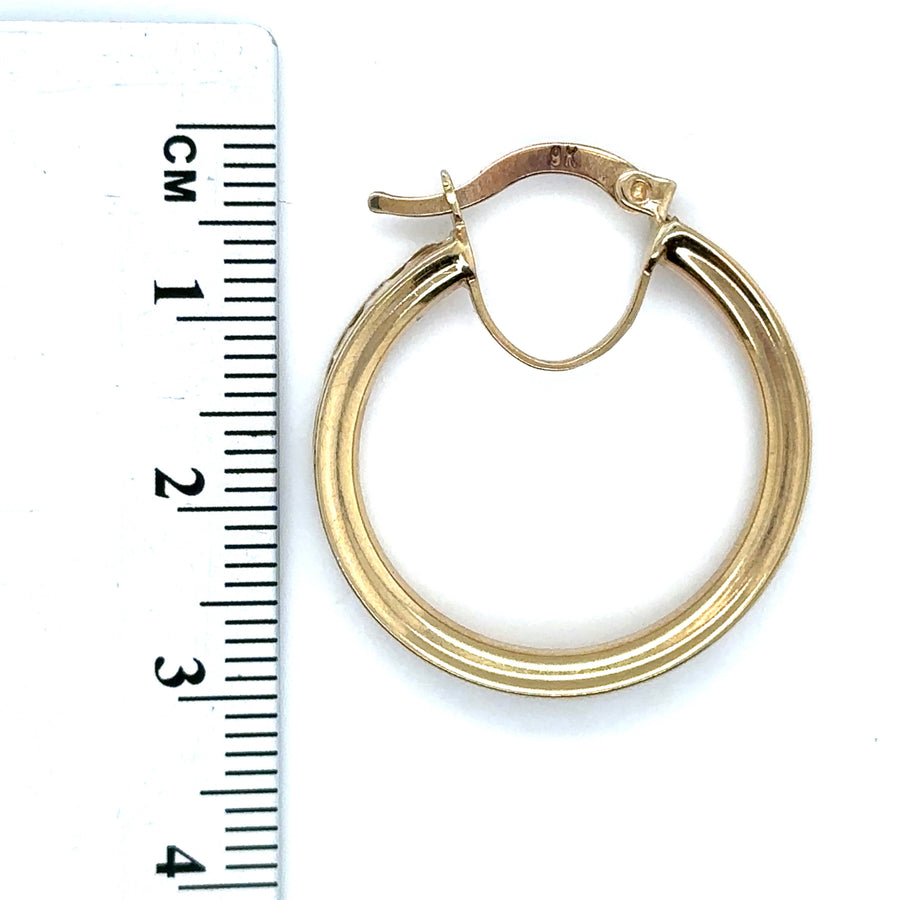 9ct Yellow Gold Cubic Zirconia Hoop Earrings