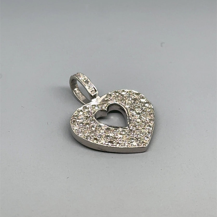 9ct White Gold Diamond Heart Pendant (c. 0.75 - 0.80ct)