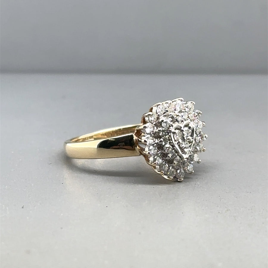 9ct Yellow Gold Diamond Cluster Ring (c. 0.50ct) - Size M
