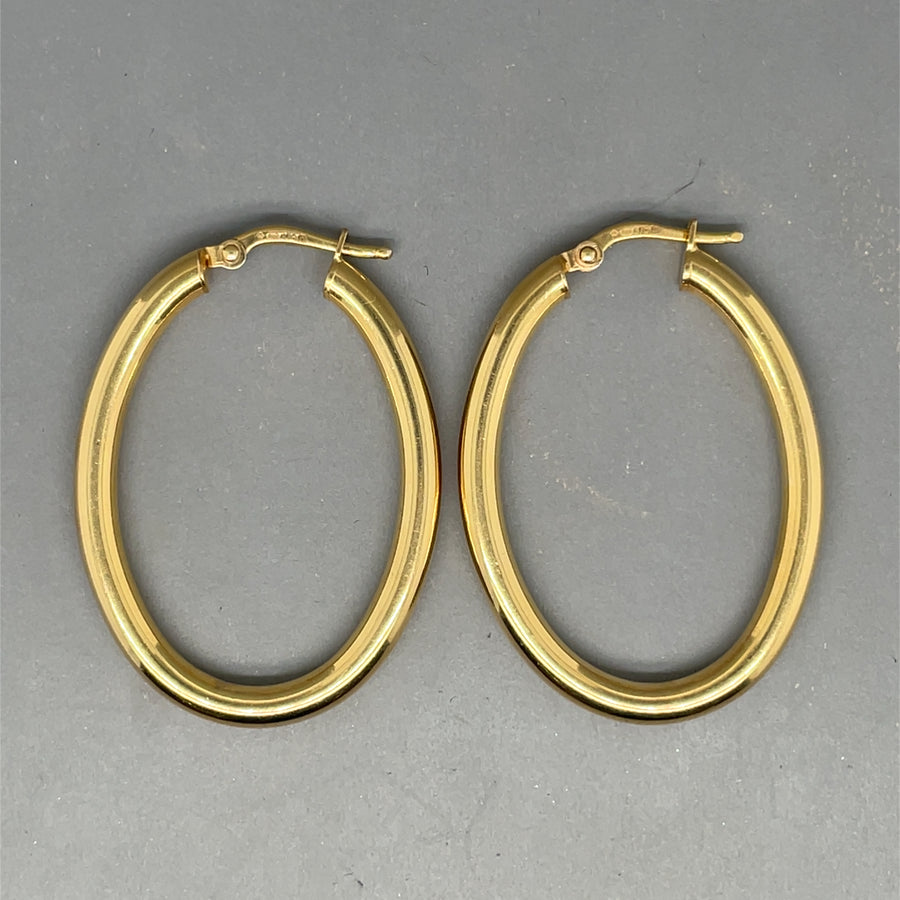 9ct Yellow Gold Oval Hoop Earrings