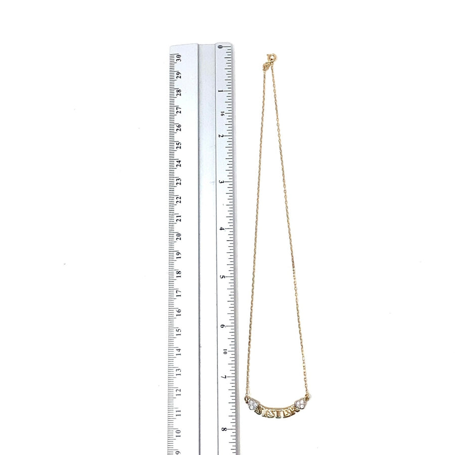 9ct Yellow Gold Cubic Zirconia Sister Necklace (16")