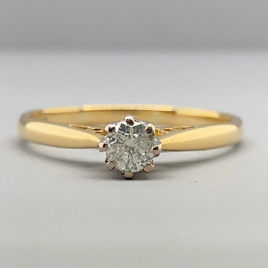 18ct Yellow Gold Single Stone Diamond Ring (c. 0.20ct) - Size N