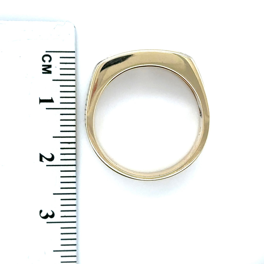 9ct Bi-Colour Three Stone Cubic Zirconia Ring - Size O 1/2