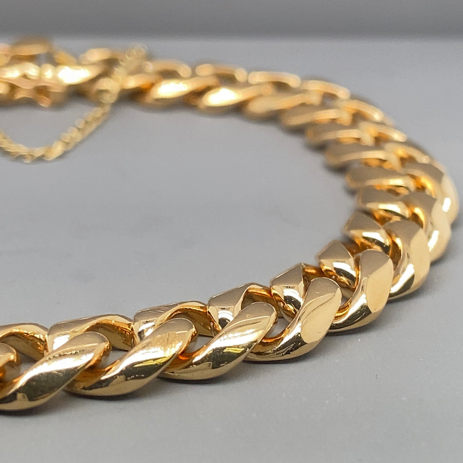 14ct Yellow Gold Curb Bracelet with Safety Chain
