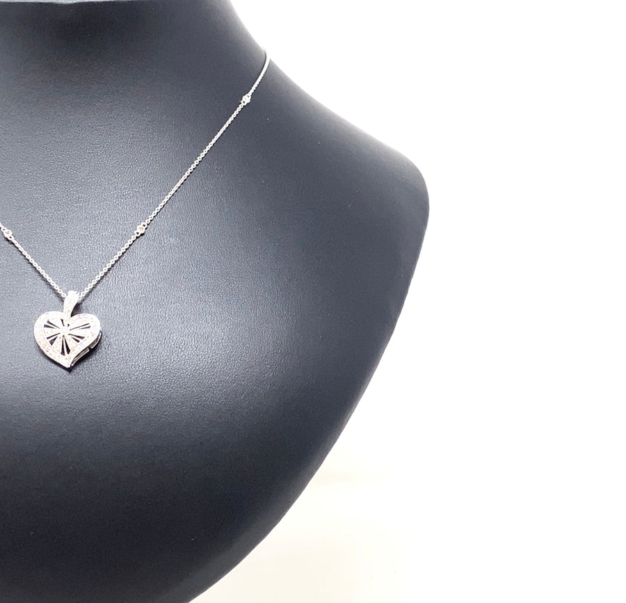 18ct White Gold Diamond Heart Necklace (c. 0.60ct) (18")