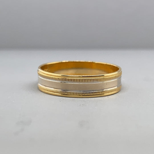18ct Bi-Colour Band Ring - Size M