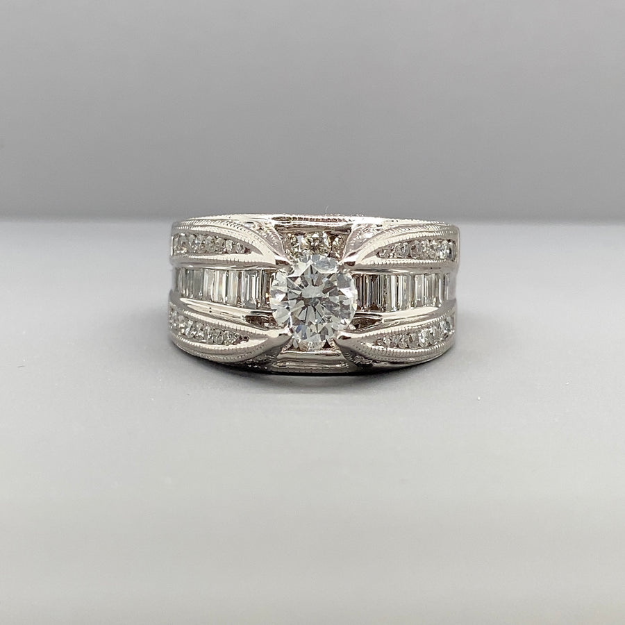 14ct White Gold Fancy Diamond Ring (c. 2.65ct) - Size N