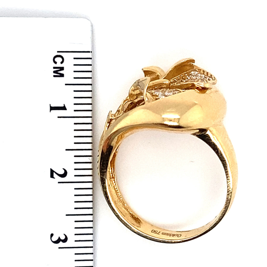 18ct Yellow Gold Fancy Cubic Zirconia Flower Ring - Size P (NEW!)