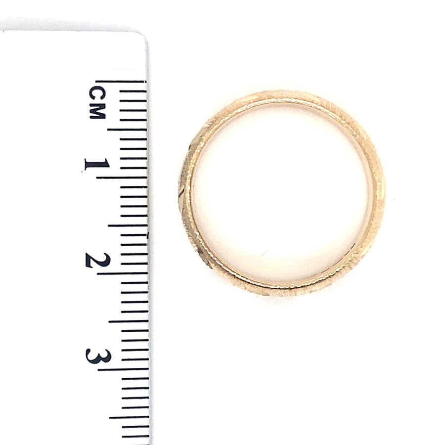 9ct Yellow Gold Patterned Band Ring - Size P 1/2