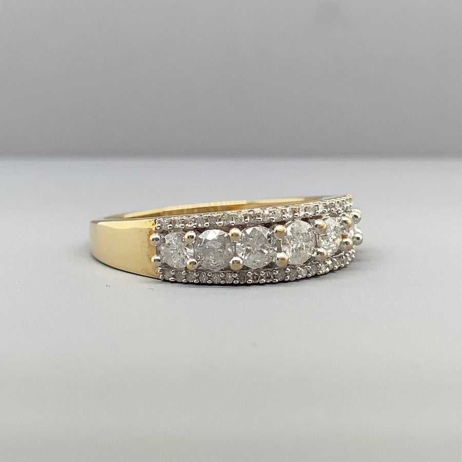 9ct Yellow Gold Diamond Ring (c. 0.90ct) - Size R 1/2