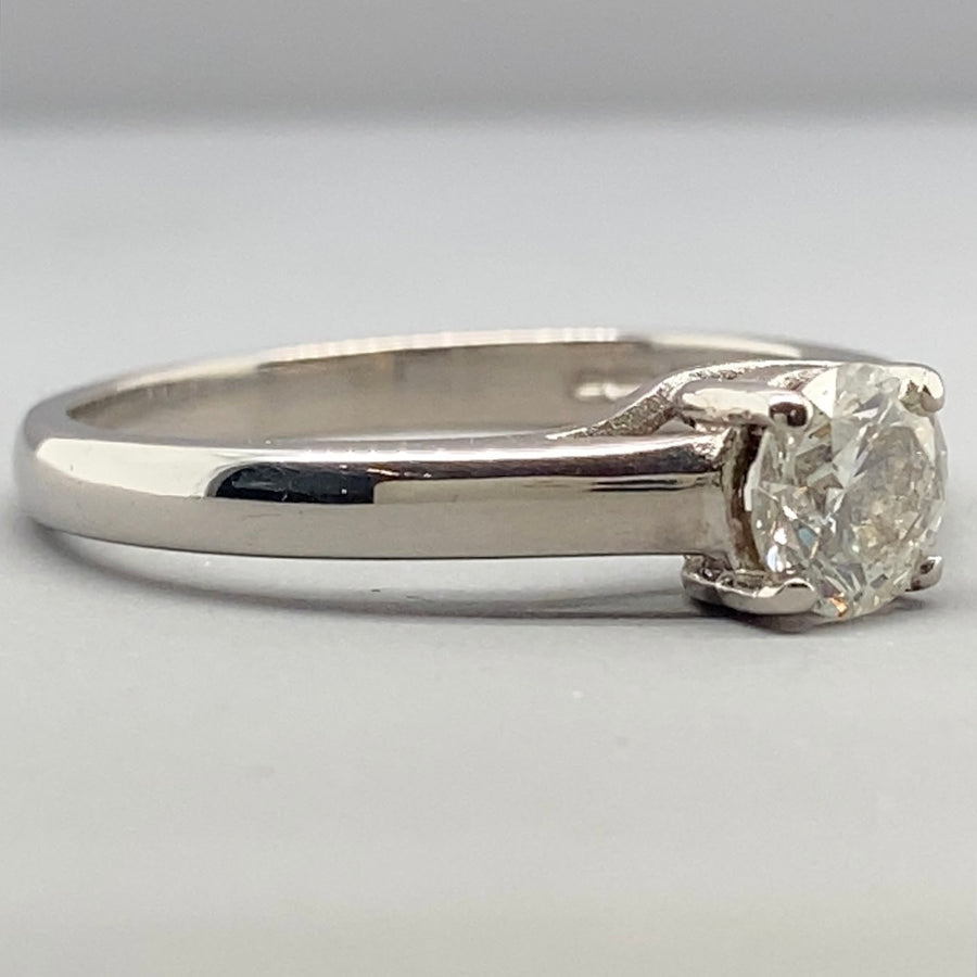 18ct White Gold Single Stone Diamond Ring (c. 0.64ct) - Size P 1/2
