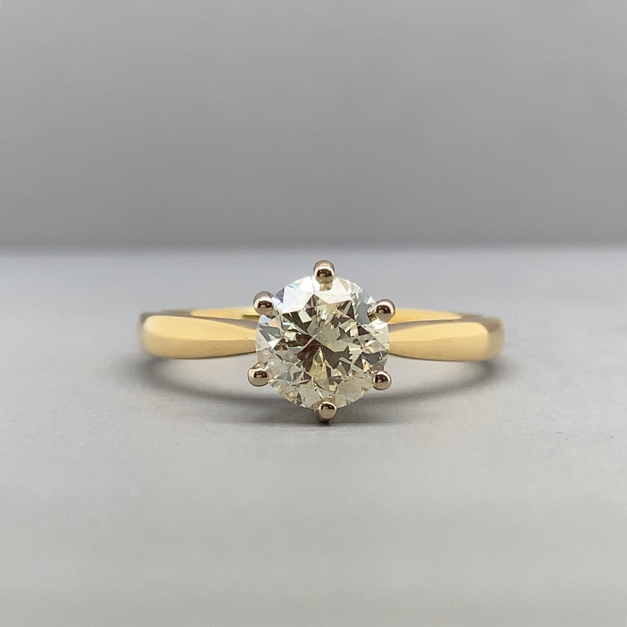 18ct Yellow Gold Single Stone Diamond Ring (c. 1.35ct) - Size R