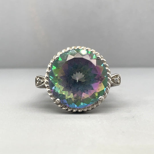 Sterling Silver Mystic Topaz Ring - Size N