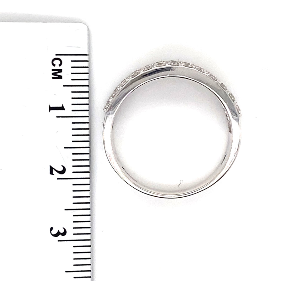 18ct White Gold Diamond Set Band Ring (c. 1.40ct) - Size Q 1/2