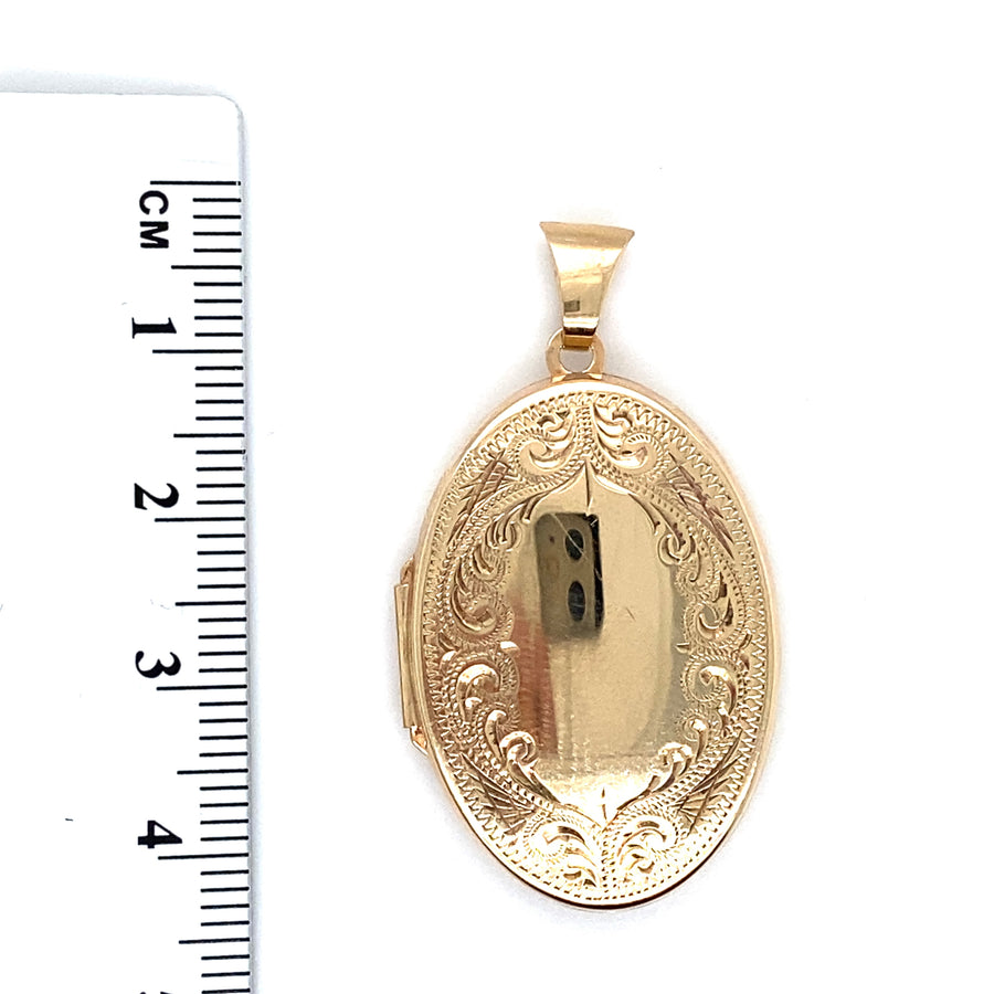 9ct Yellow Gold Large Patterned Locket