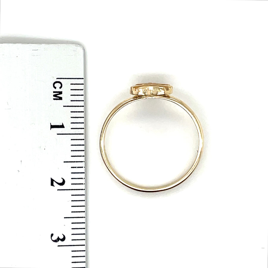 14ct Yellow Gold Cubic Zirconia Heart Ring - Size L