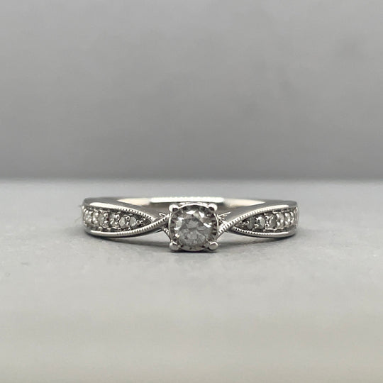 9ct White Gold Diamond Ring (c. 0.20ct) - Size L 1/2