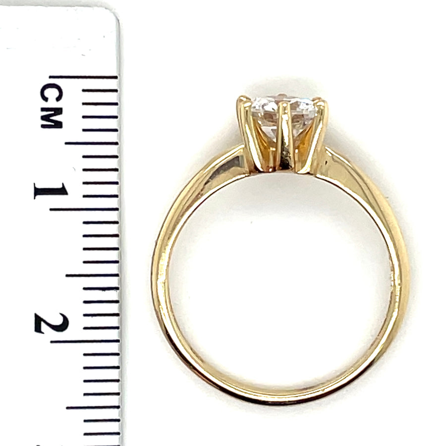 9ct Yellow Gold Single Stone Cubic Zirconia Ring - Size M