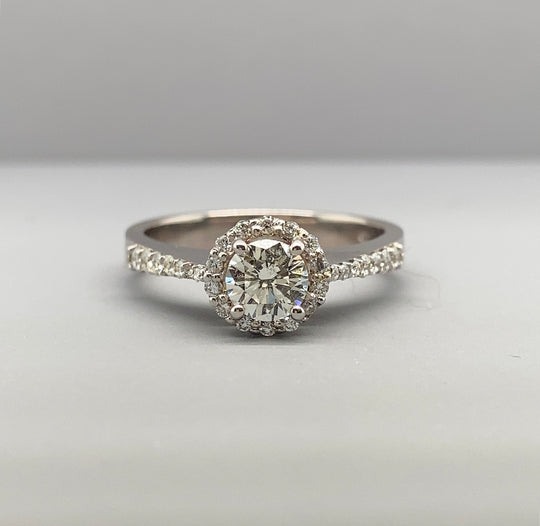 18ct White Gold Diamond Fancy Ring (c. 1.10ct) - Size N 1/2