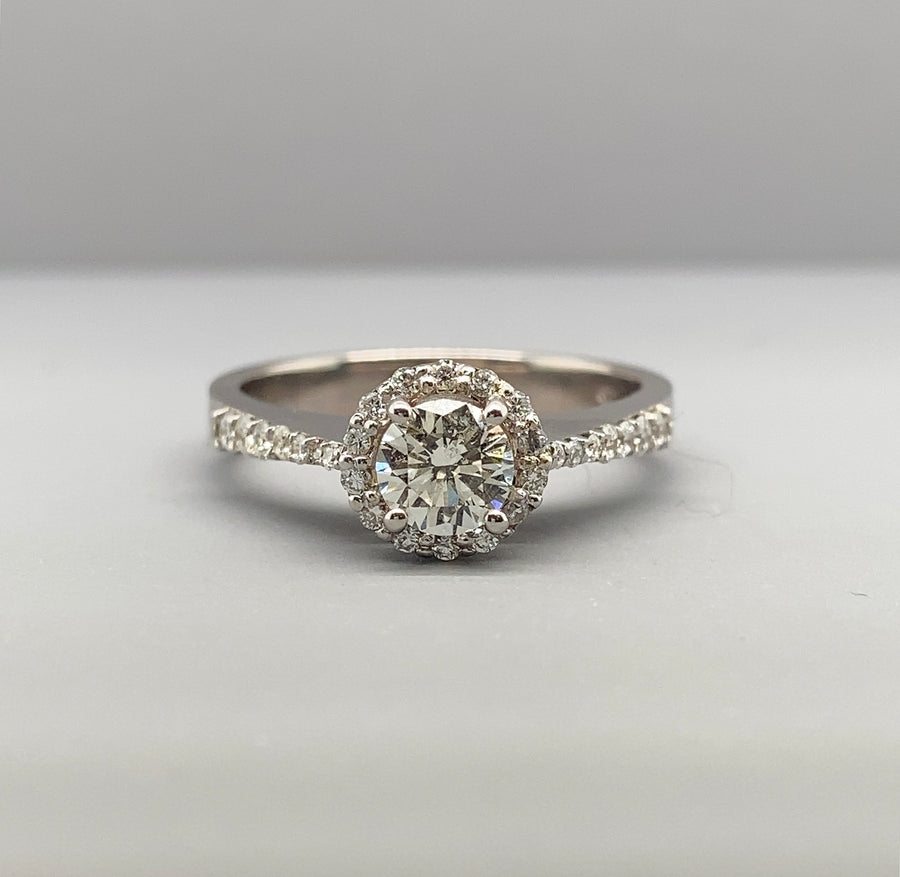 18ct White Gold Diamond Fancy Ring (c. 1.10ct) - Size N 1/2