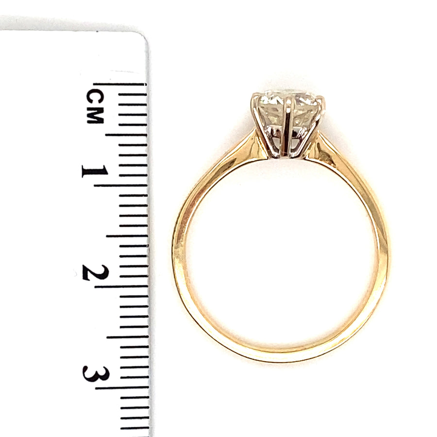 18ct Yellow Gold Single Stone Diamond Ring (c. 1.35ct) - Size R