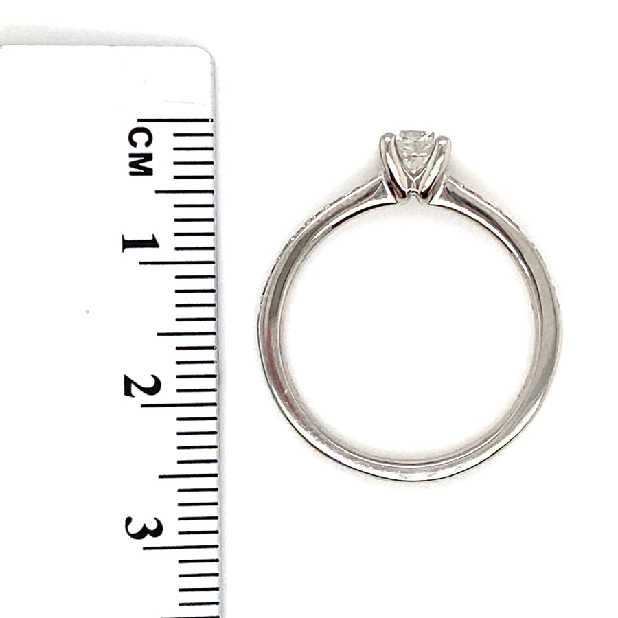 Platinum Single Stone Diamond and Diamond Shoulder Ring (c. 0.75ct) - Size O