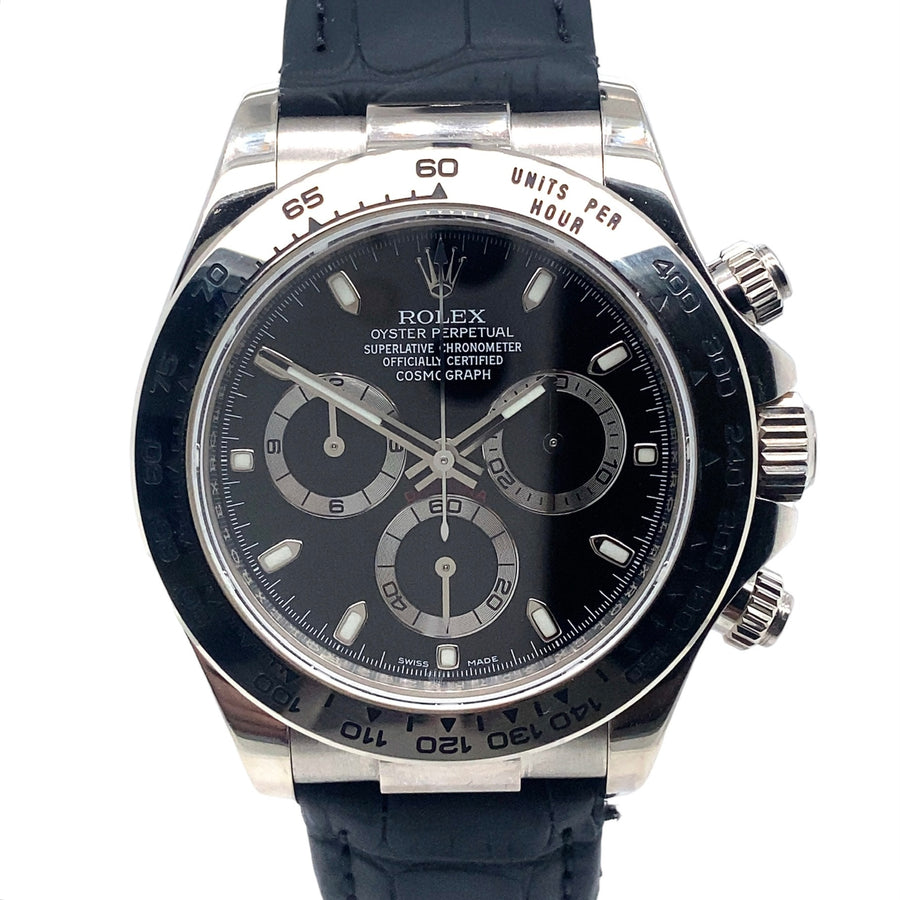 Pre-Owned 18ct White Gold and Leather Strap Daytona Rolex (Gents)
