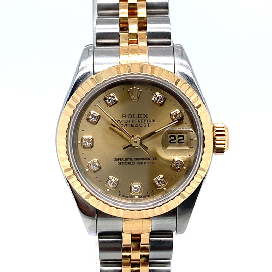 Pre-Owned 18ct Yellow Gold and Stainless Steel Bi-Colour Datejust Rolex (Ladies)
