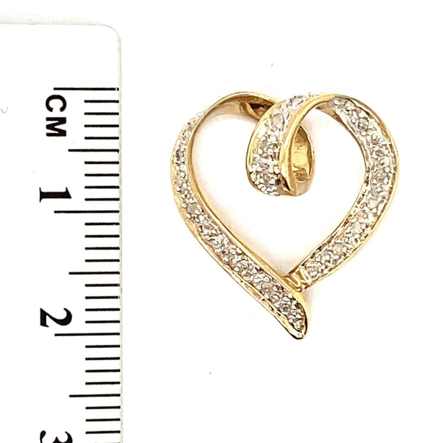 9ct Yellow Gold Diamond Heart Pendant (c. 0.20ct)