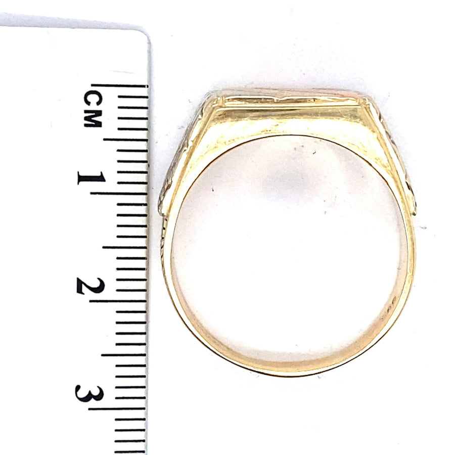 14ct Tri-Coloured Signet Ring - Size X 1/2