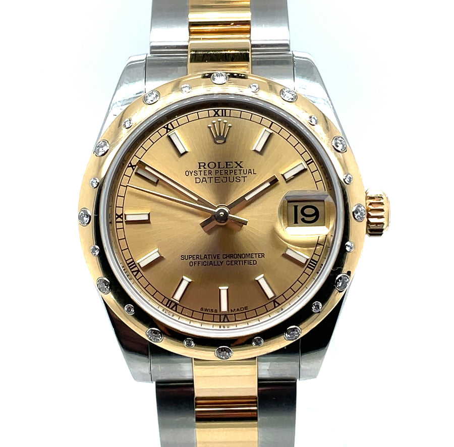 Pre-Owned Stainless Steel and 18ct Yellow Gold Bi-Colour Datejust Rolex (Midi)