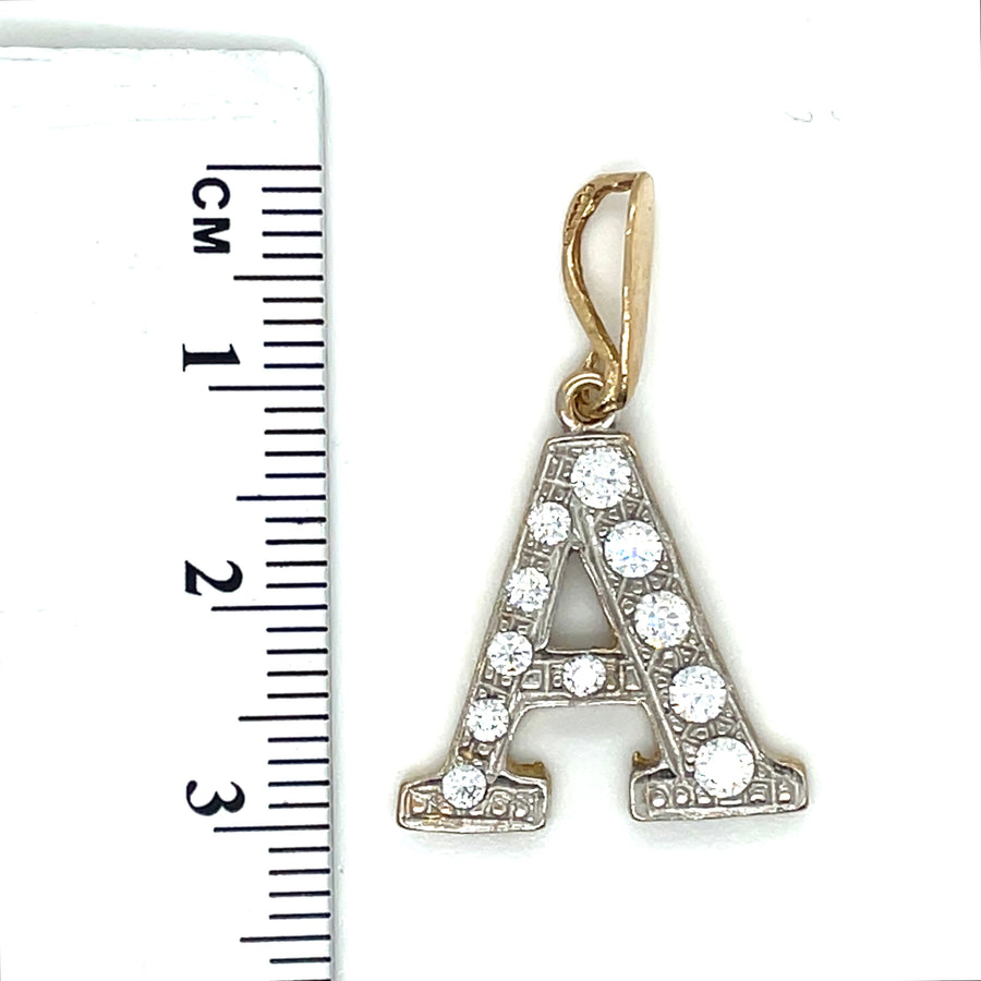 9ct Yellow Gold Cubic Zirconia Initial A Pendant