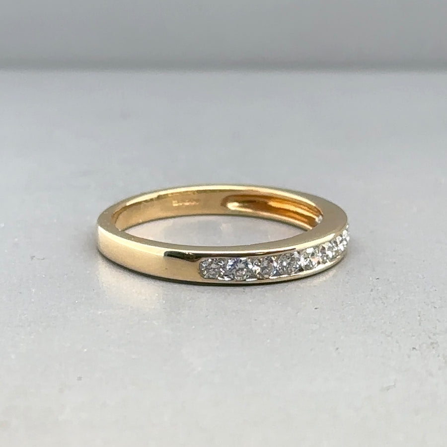 18ct Yellow Gold Diamond Half Eternity Ring (c. 0.22ct) - Size K