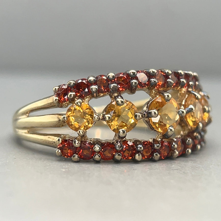 9ct Yellow Gold Amber Tourmaline Ring - Size N 1/2