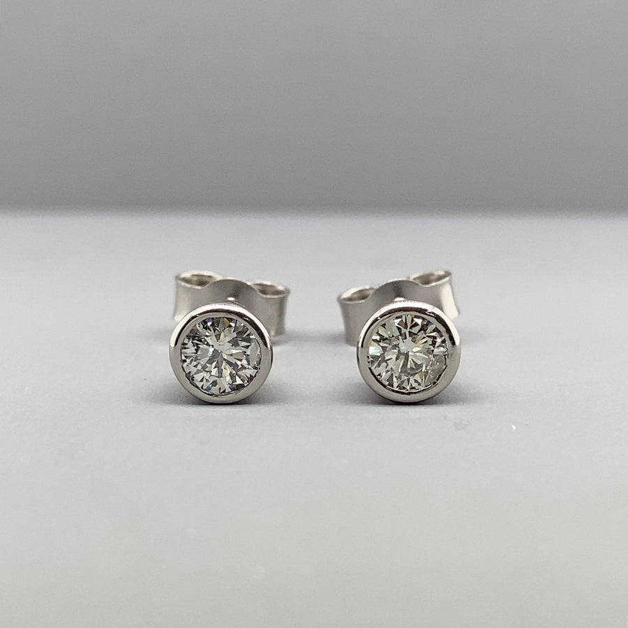 Platinum Single Stone Diamond Stud Earrings (c. 0.50ct)