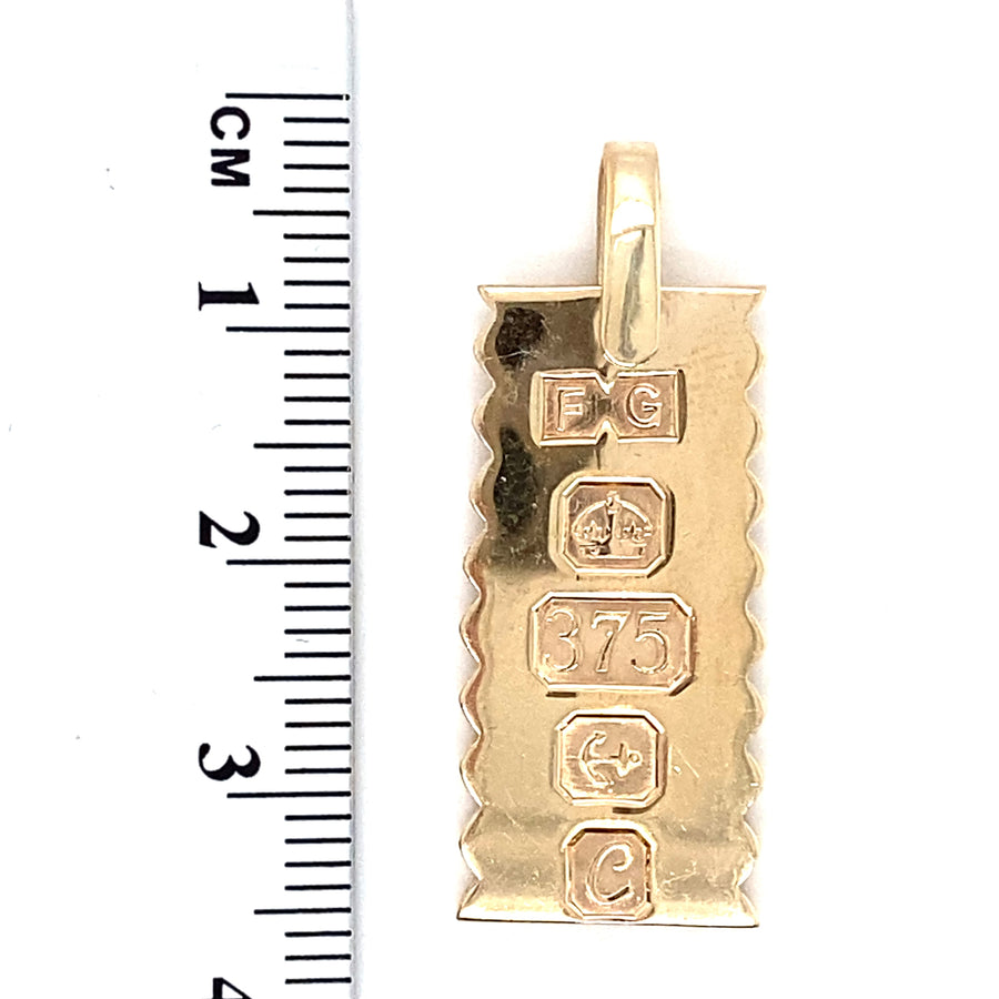 9ct Yellow Gold Rectangle Pendant