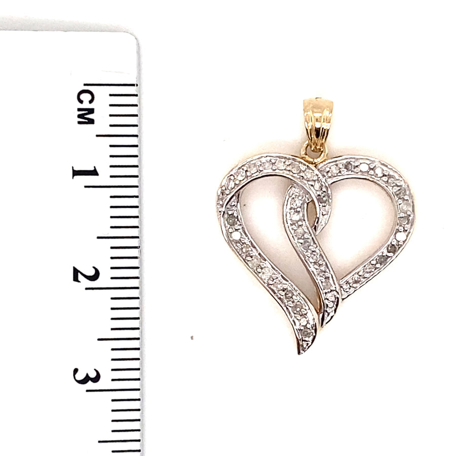 9ct Yellow Gold Diamond Heart Pendant (c. 0.25ct)