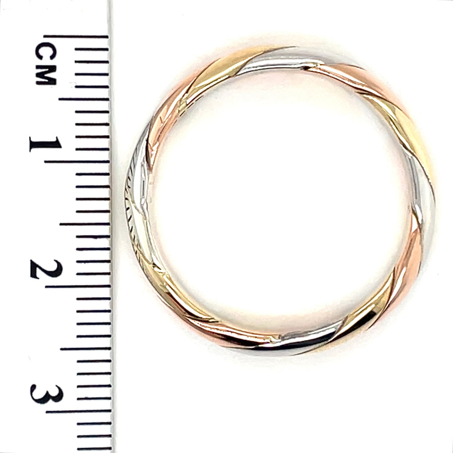 9ct Tri-Colour Band Ring - Size V 1/2