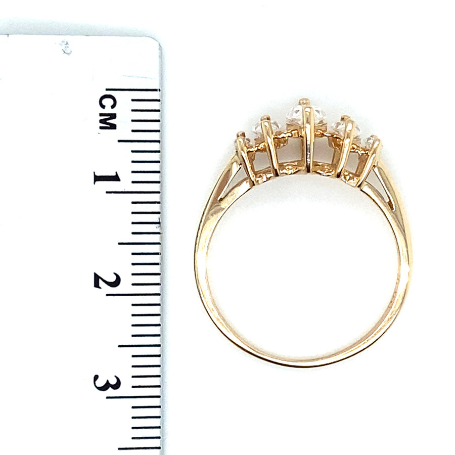 14ct Yellow Gold Fancy Cubic Zirconia Ring - Size Q 1/2