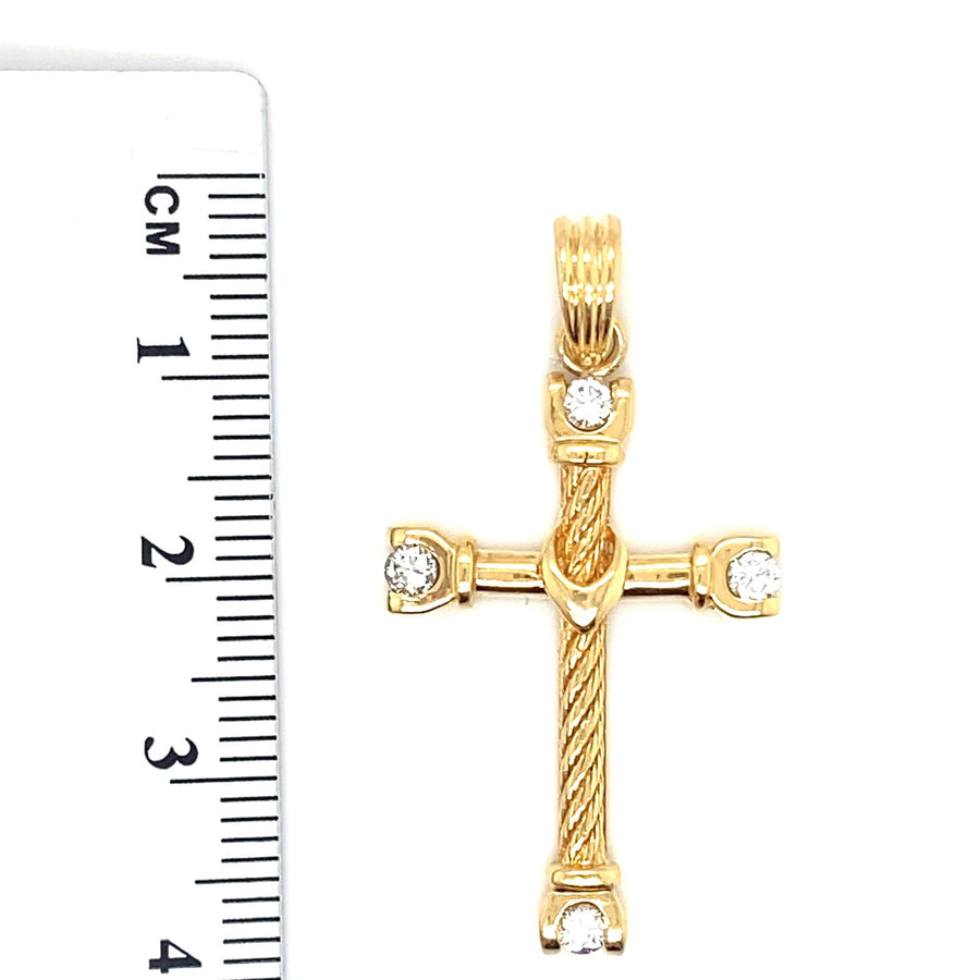 18ct Yellow Gold Diamond Cross Pendant (c. 0.20 - 0.25ct)