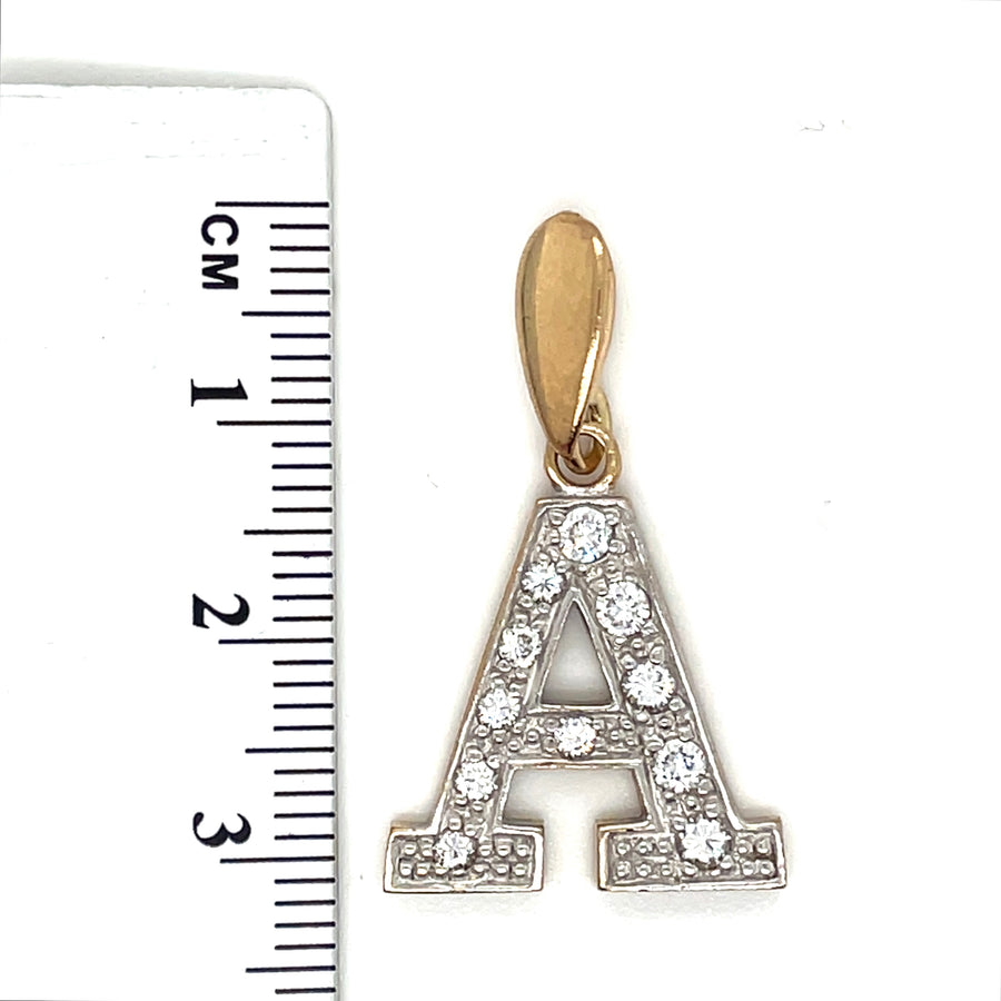 9ct Yellow Gold Cubic Zirconia Initial A Pendant