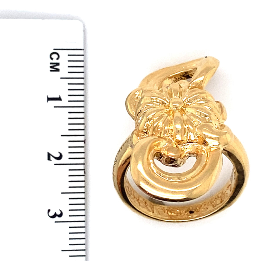 18ct Yellow Gold Fancy Swirl Flower Ring - Size P (NEW!)